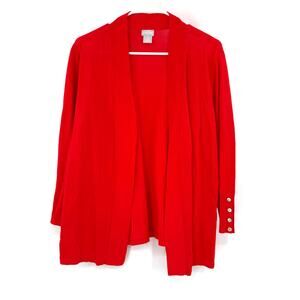 Chico's Size 3 XL Long Sleeve Open Front Cardigan Sweater Red New with Tags NWT